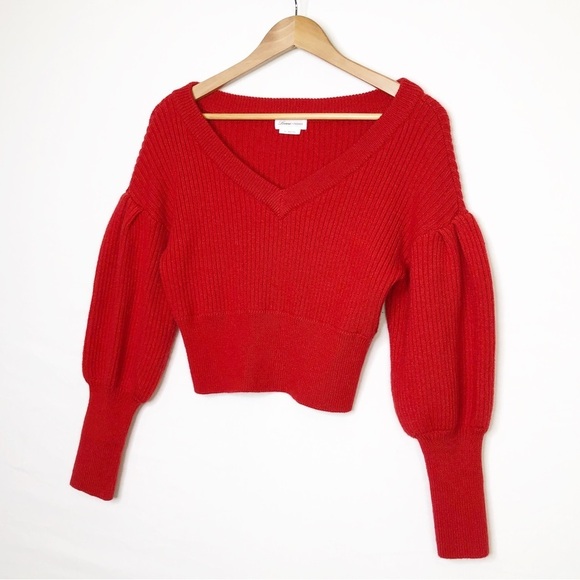 Lovers and friends, Dash, red V-neck puffed sleeve sweater ❤️ - Picture 10 of 10